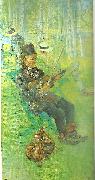 Carl Larsson lapp-spelande fiol France oil painting artist